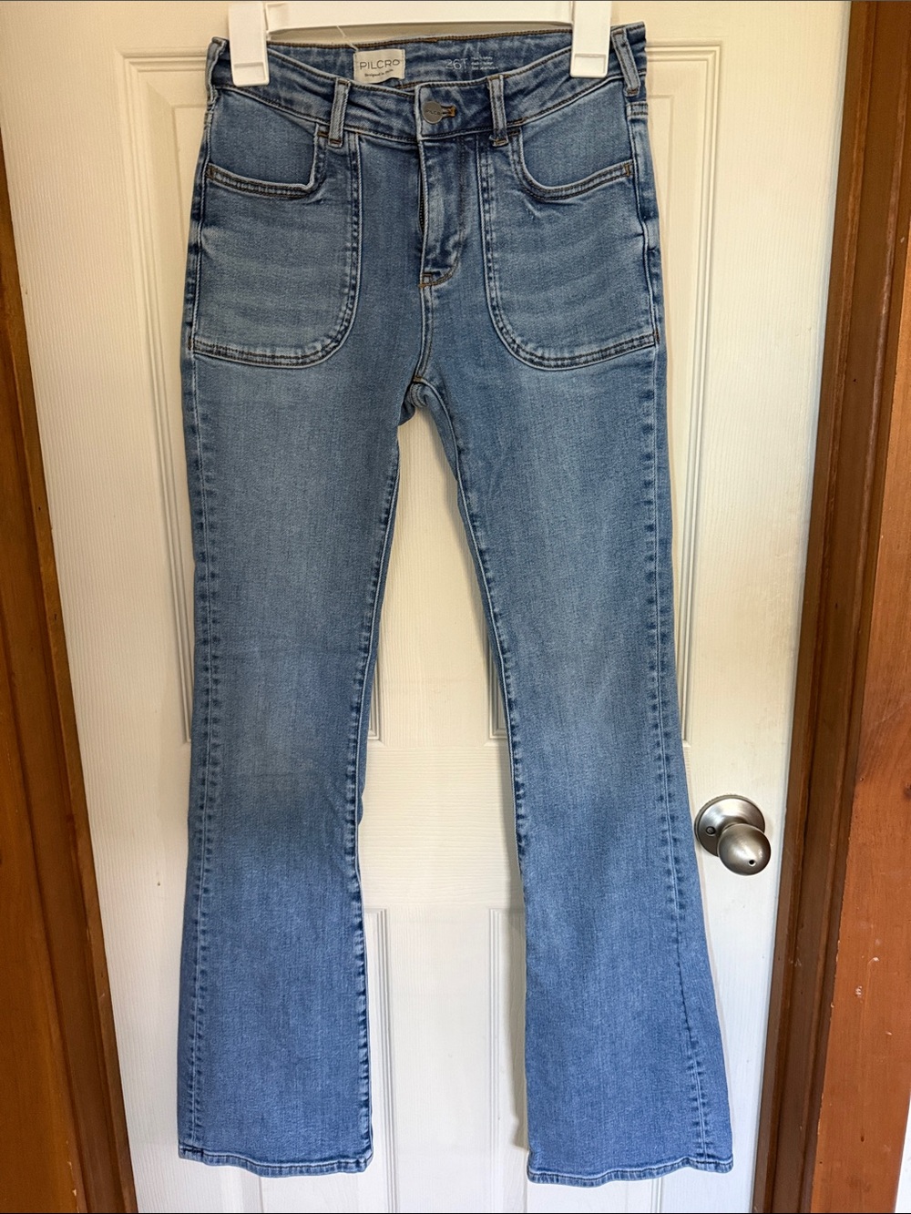 Pilcro Light Wash Flared Jeans in Blue